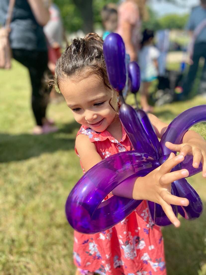 Balloon twisting at a Madison, WI event